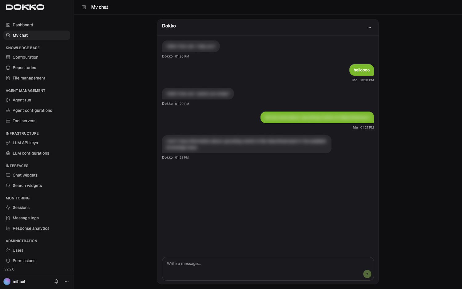 The My Chat conversation view