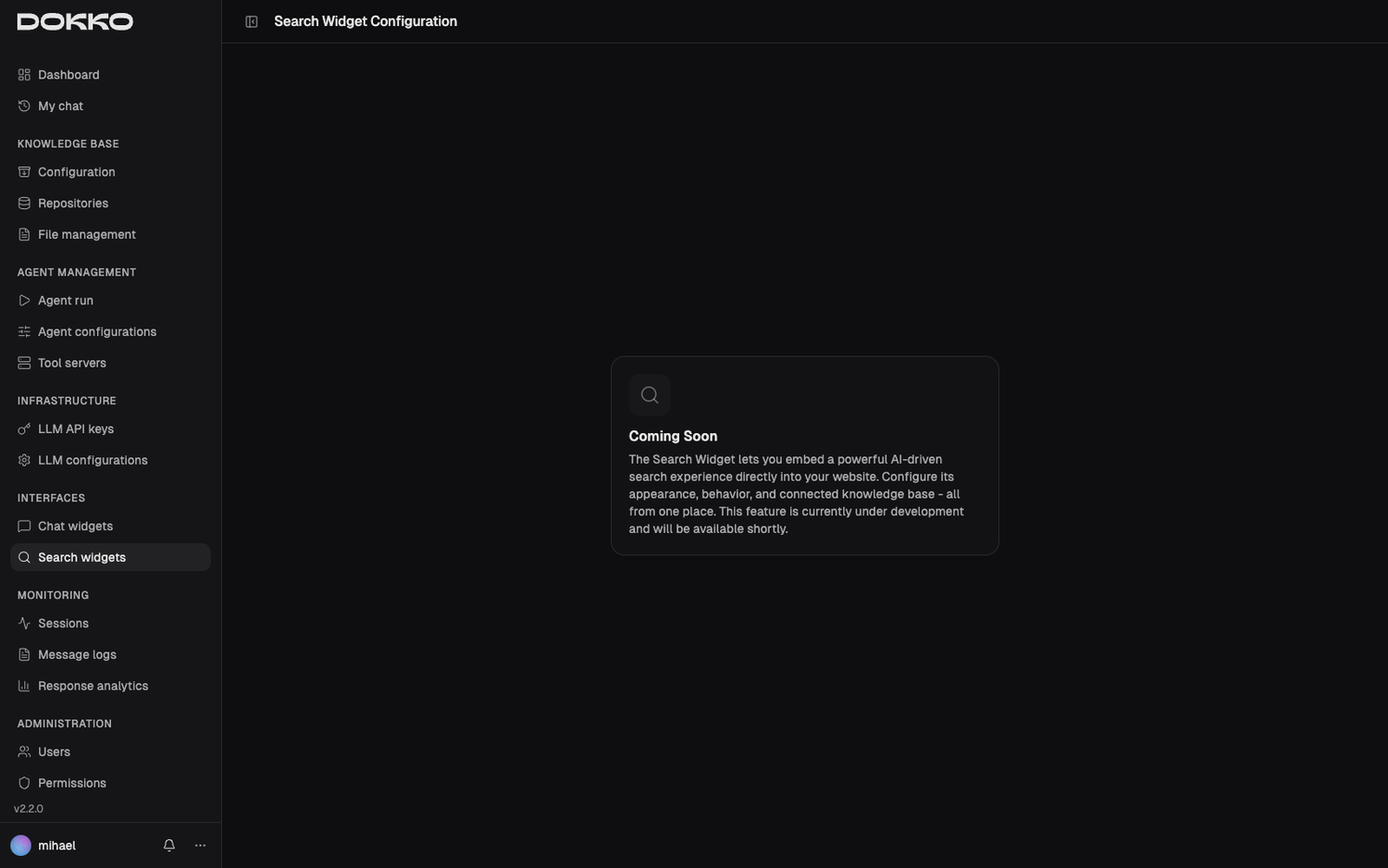 Search Widget configuration