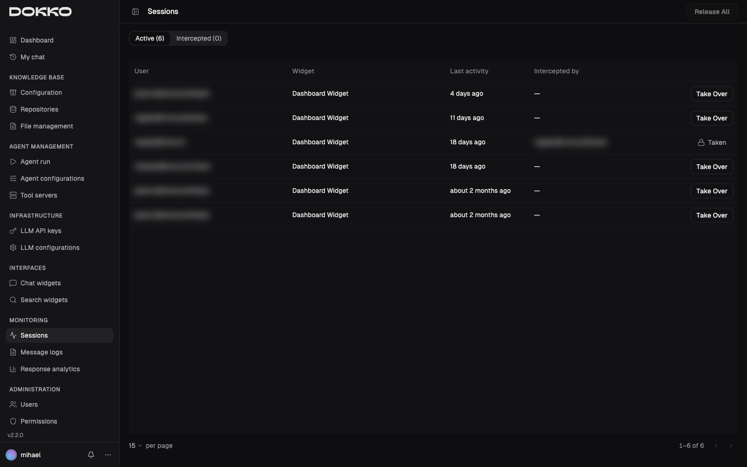The Sessions page
